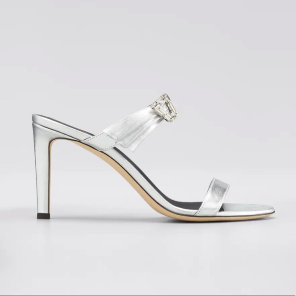 Brand New Giuseppe Zanotti Silver Mule heels 6.5